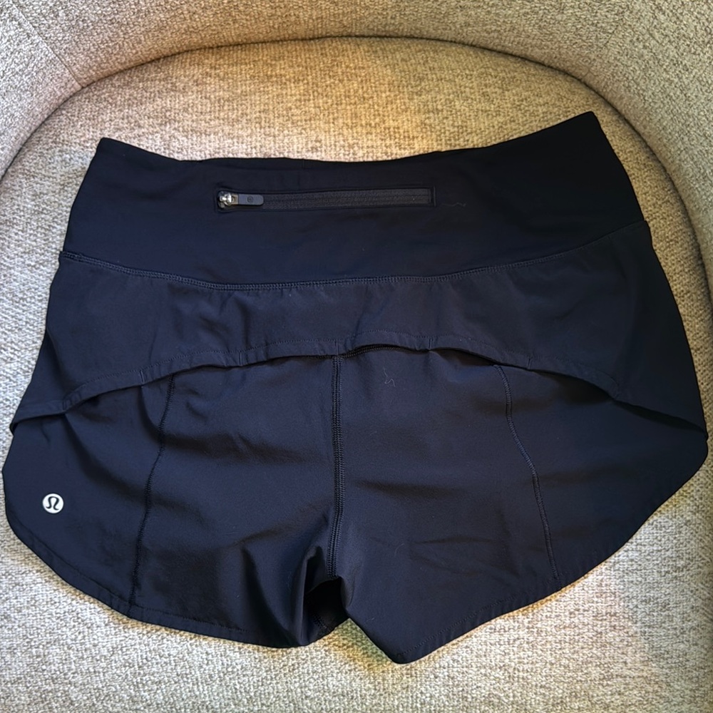 lululemon athletica Black speed up shorts with lining